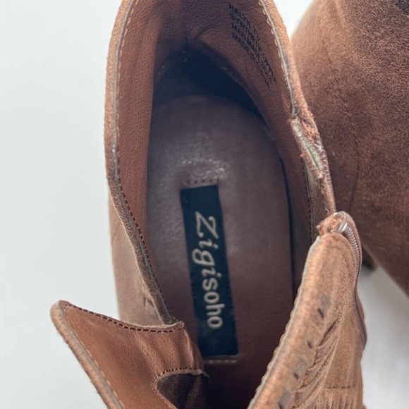 Zigi Soho Womens Halyn Ankle Boots Booties Brown Zipper Stacked Heel Woven 7.5 M - Picture 6 of 8